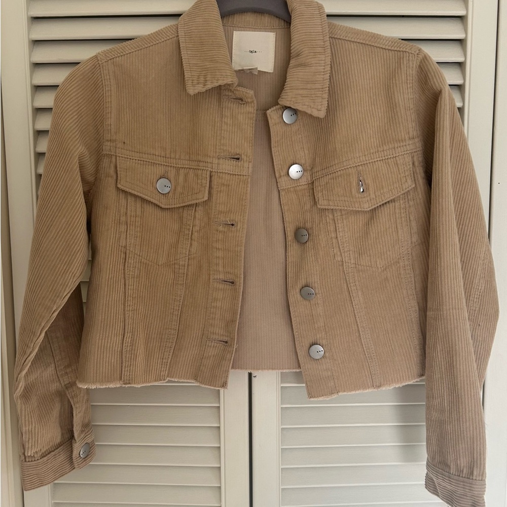 Tgla- Kids Tan Corduroy Cropped Jacket - Size 12